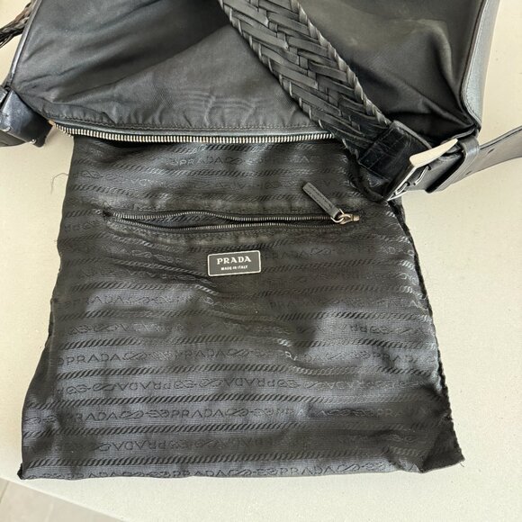 Prada Semitracolla nylon black purse Authentic Leather Handle RARE See Photos - Picture 2 of 14
